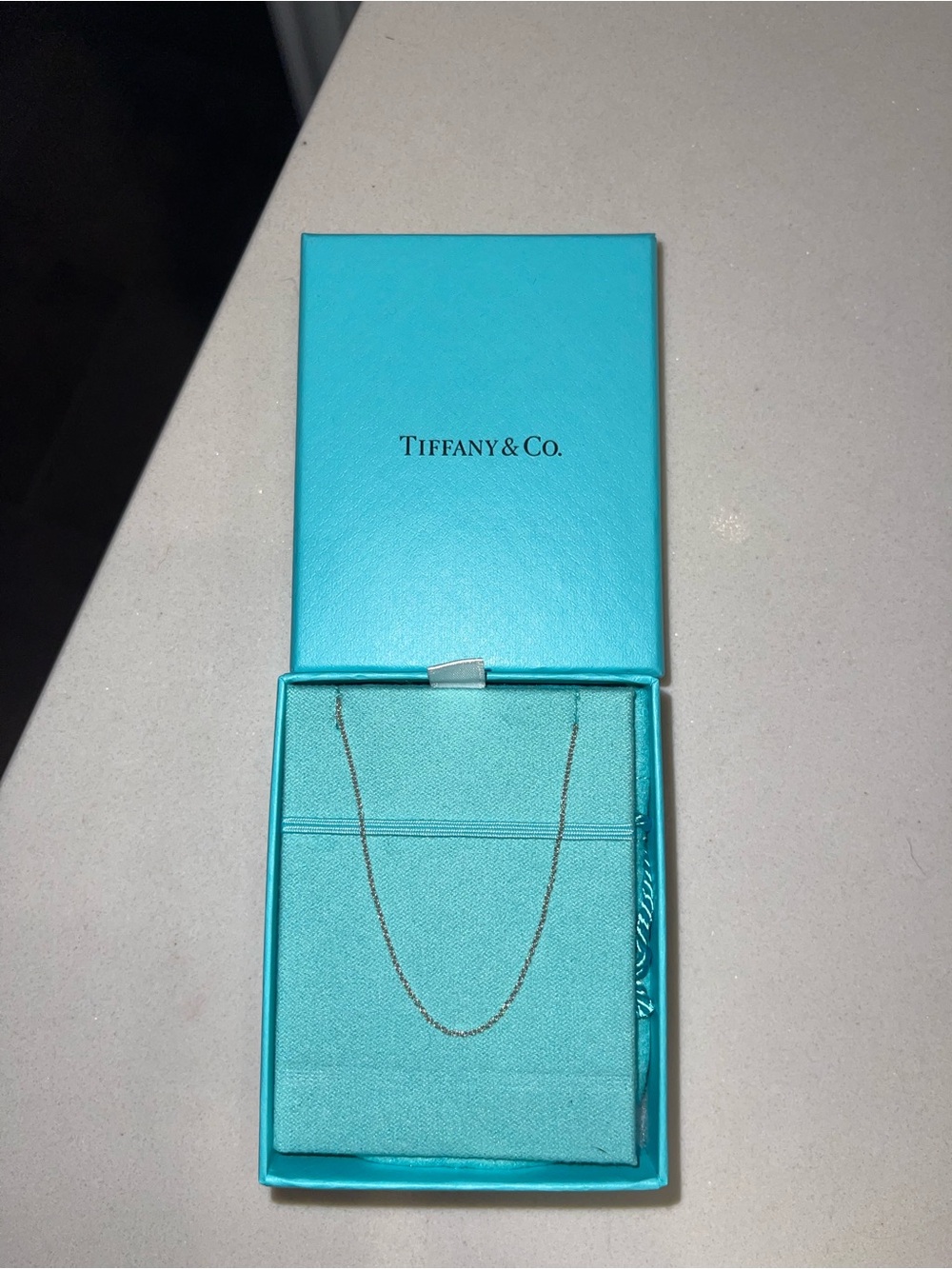 Tiffany & Co. Sterling Silver Chain with Signature Tiffany Blue Pouch